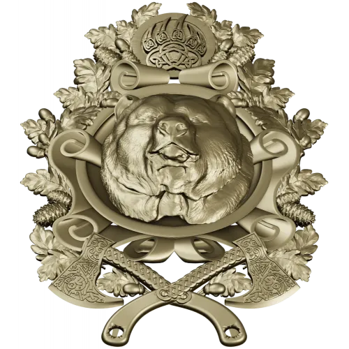 Grizzly Heraldic Crest STL 3D model