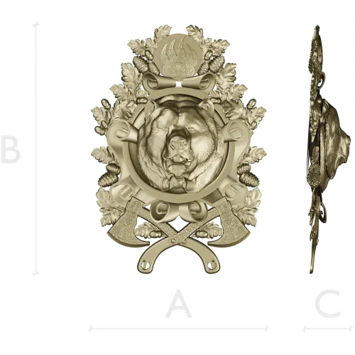 Grizzly Heraldic Crest STL 3D model