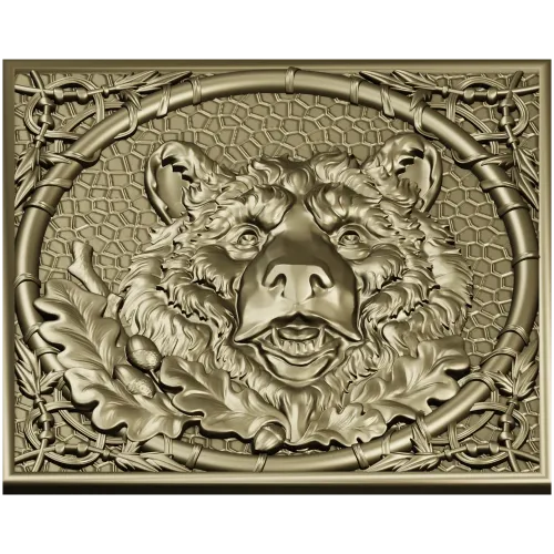 Bear Relief Panel - high-relief STL for CNC carving