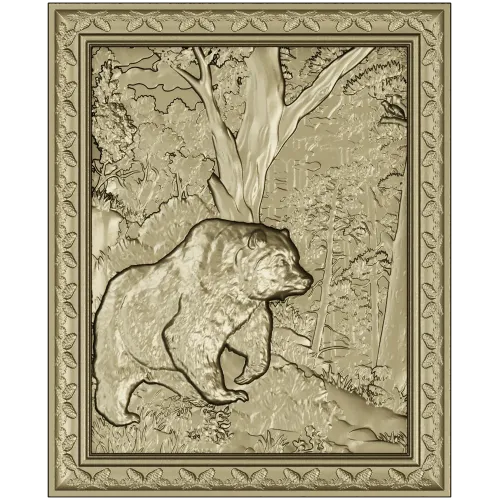 Forest Bear Relief - STL 3D model for CNC carving