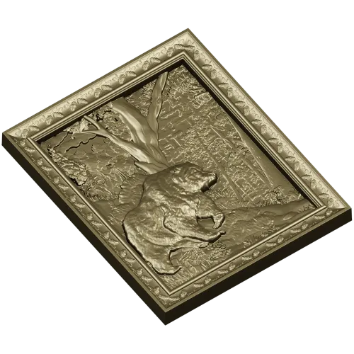 Forest Bear Relief - STL 3D model for CNC carving
