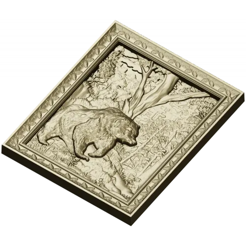 Forest Bear Relief - STL 3D model for CNC carving