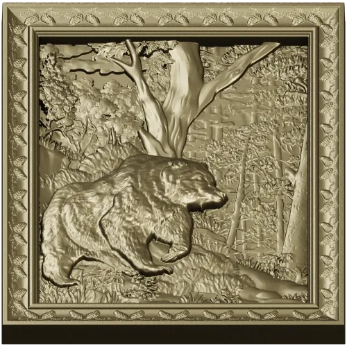 Forest Bear Relief - STL 3D model for CNC carving