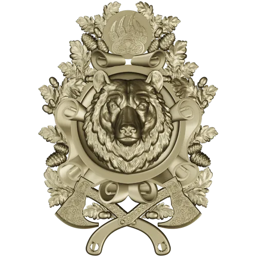 Guardian Bear Crest - high-relief STL 3D model for CNC