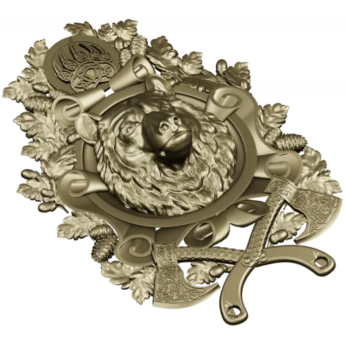Guardian Bear Crest - high-relief STL 3D model for CNC