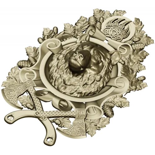 Guardian Bear Crest - high-relief STL 3D model for CNC