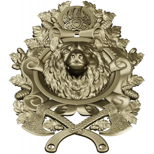 Guardian Bear Crest - high-relief STL 3D model for CNC