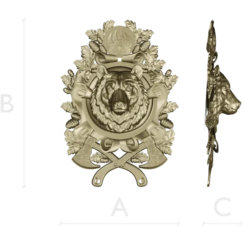 Guardian Bear Crest - high-relief STL 3D model for CNC