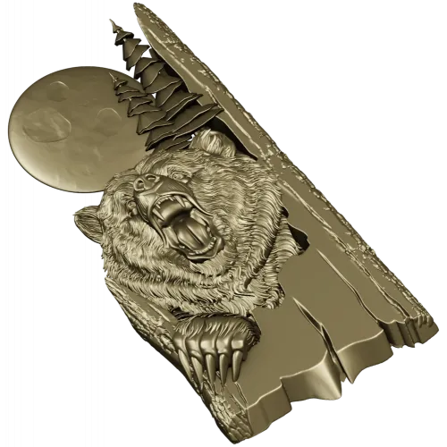 Бурый медведь под Луной - 3D модель STL для ЧПУ