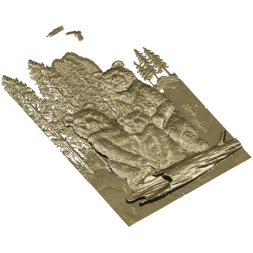 Медвежья семья - детализированная 3D модель STL для ЧПУ