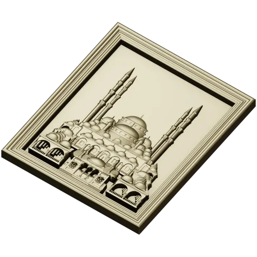 Рельефная панель "Мечеть" - 3D модель STL для ЧПУ