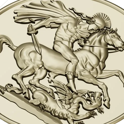 Saint George Medallion STL - high relief 3D model for CNC