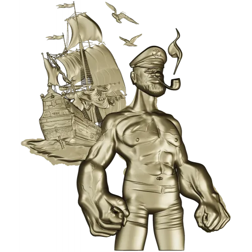 Captain Brine - nautical 3D STL model for CNC milling