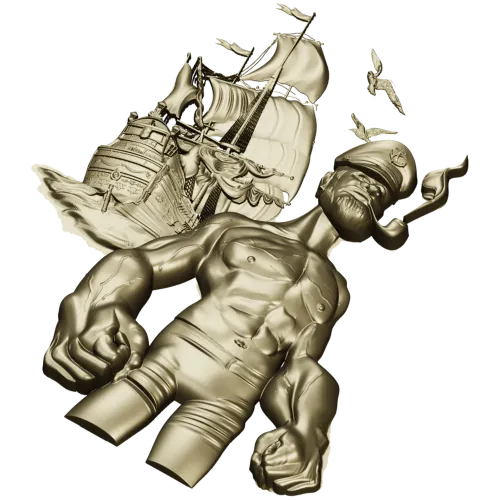 Captain Brine - nautical 3D STL model for CNC milling