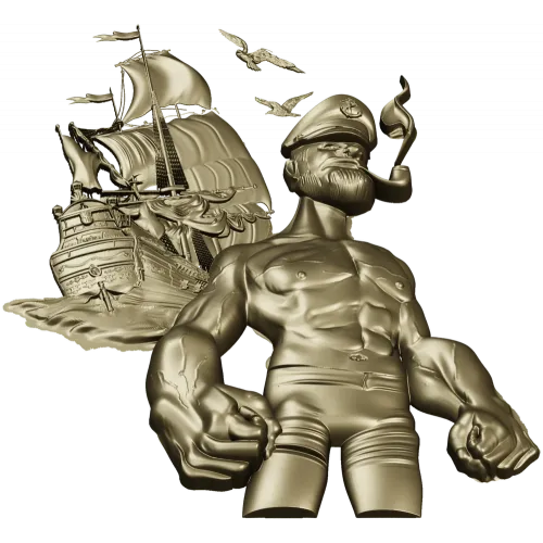 Captain Brine - nautical 3D STL model for CNC milling