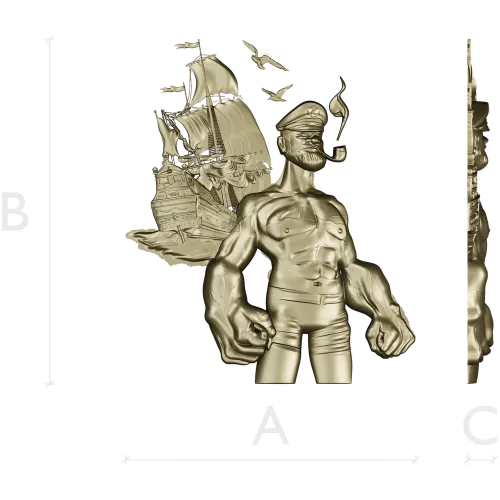 Captain Brine - nautical 3D STL model for CNC milling