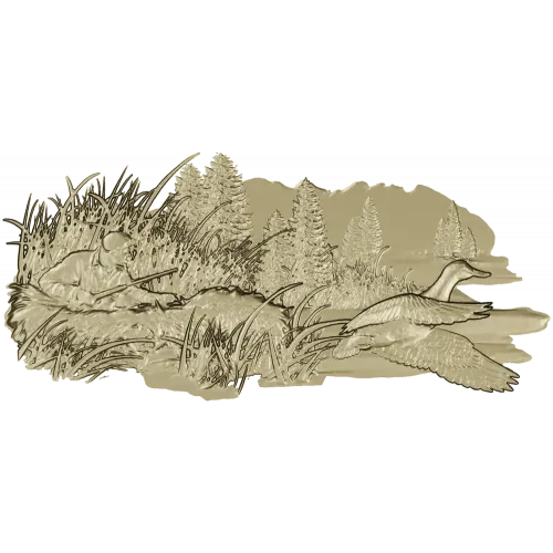 Marsh Ambush - CNC-ready high-relief hunting scene STL