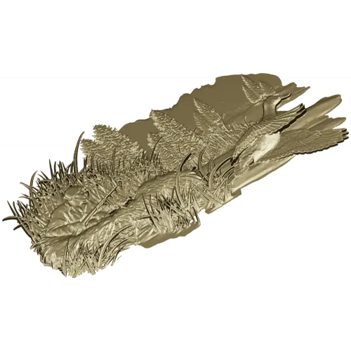 Marsh Ambush - CNC-ready high-relief hunting scene STL