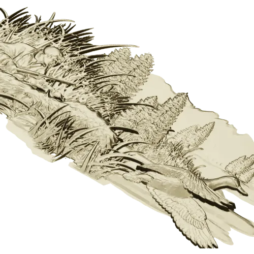 Marsh Ambush - CNC-ready high-relief hunting scene STL
