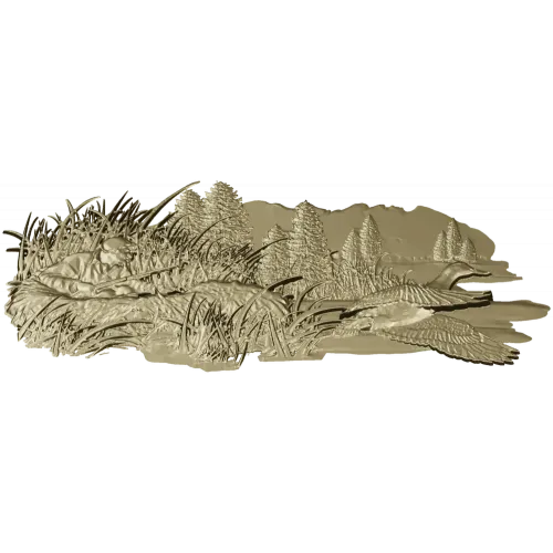 Marsh Ambush - CNC-ready high-relief hunting scene STL