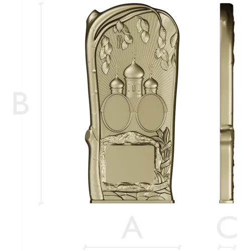 Tomb Plaque with Church Domes - STL 3D Model for CNC