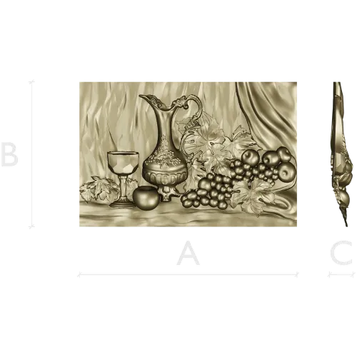Still life ewer and grapes - STL relief for CNC