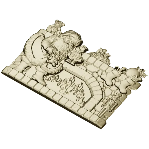 Yuletide Fireplace Relief - STL 3D model for CNC carving