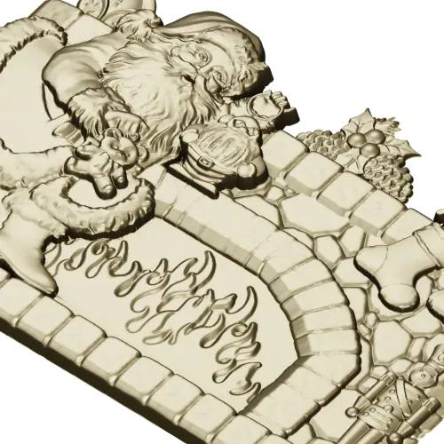 Yuletide Fireplace Relief - STL 3D model for CNC carving