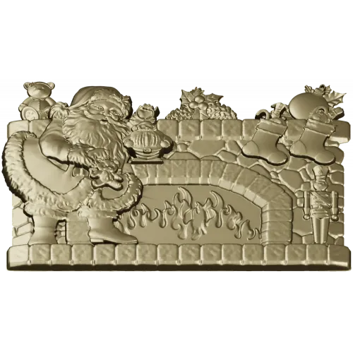 Yuletide Fireplace Relief - STL 3D model for CNC carving