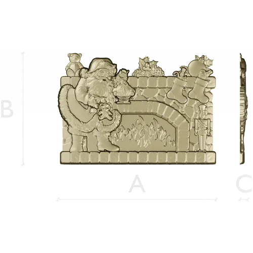 Yuletide Fireplace Relief - STL 3D model for CNC carving