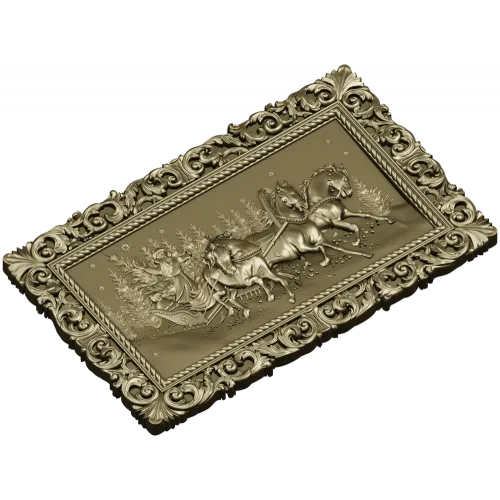 STL модель панно "Зимняя тройка" - 3D модель stl для ЧПУ