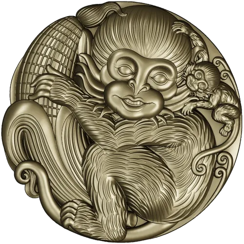 Playful Monkey Round Relief - STL 3D model for CNC