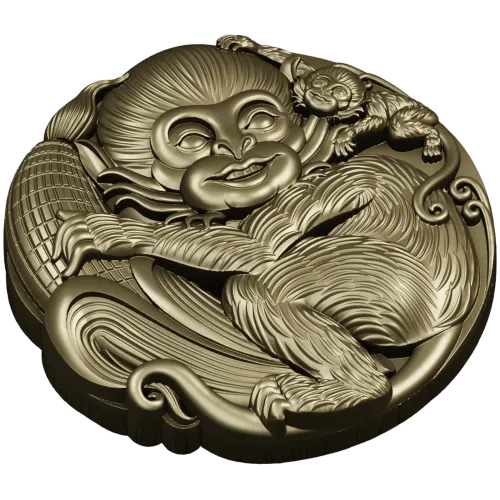 Playful Monkey Round Relief - STL 3D model for CNC