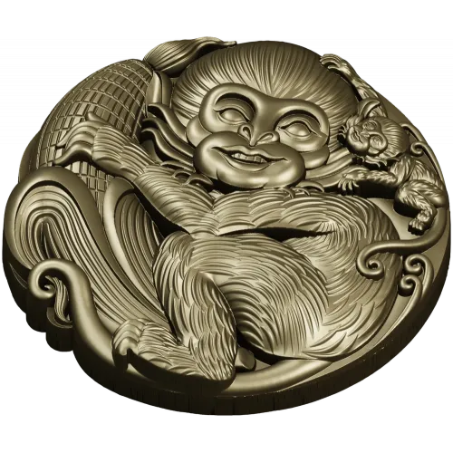 Playful Monkey Round Relief - STL 3D model for CNC