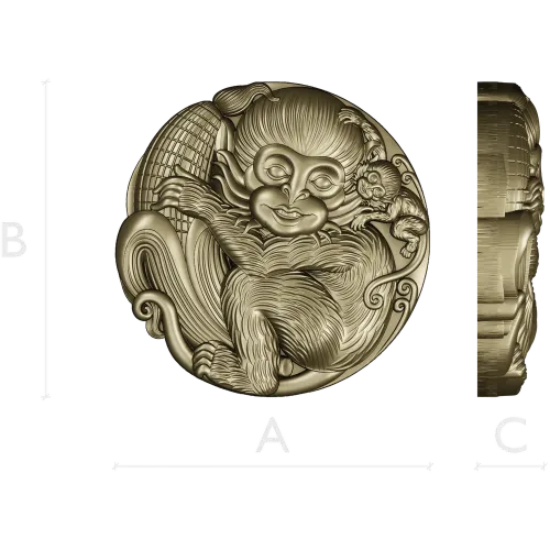 Playful Monkey Round Relief - STL 3D model for CNC