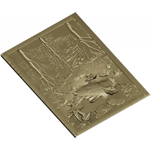 3D модель STL - панно "Пруд с карпом" для ЧПУ