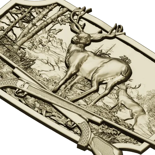 Stag in Forest High-Relief STL for CNC