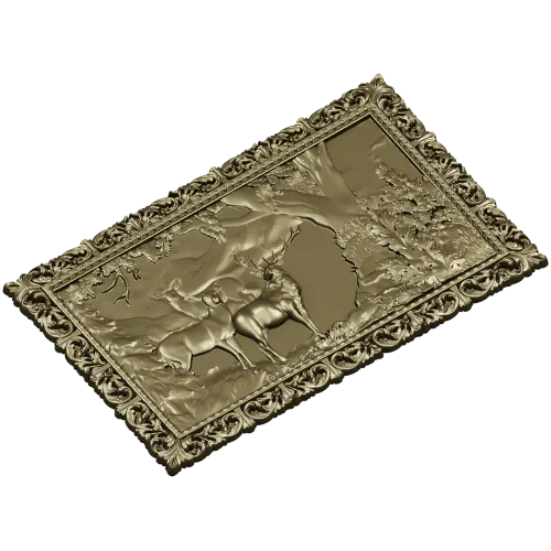 Олени в лесу - рельефная 3D модель STL для ЧПУ