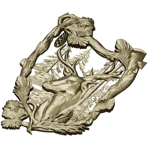 Forest Stag Emblem - detailed STL 3D model for CNC
