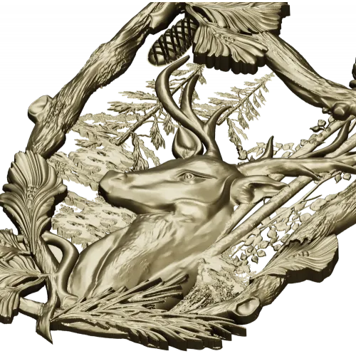 Forest Stag Emblem - detailed STL 3D model for CNC