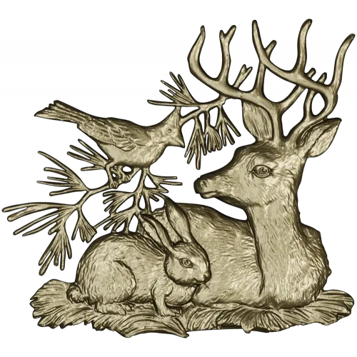 Forest Harmony - Deer, Rabbit & Bird Relief STL 3D Model for CNC