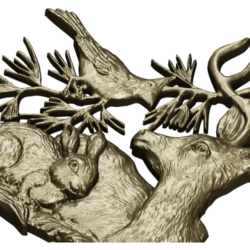 Forest Harmony - Deer, Rabbit & Bird Relief STL 3D Model for CNC