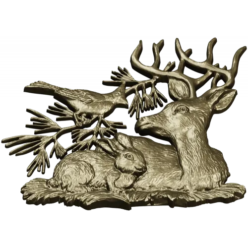 Forest Harmony - Deer, Rabbit & Bird Relief STL 3D Model for CNC