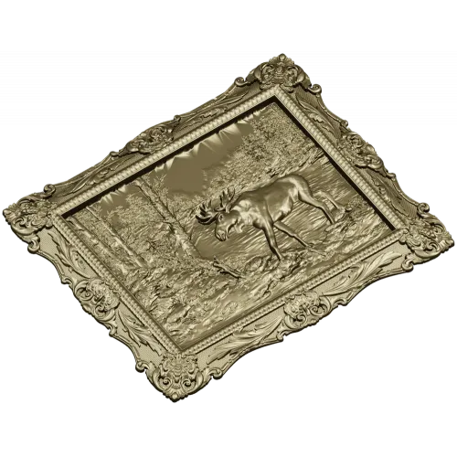 Framed Moose Relief - STL 3D Model for CNC Carving
