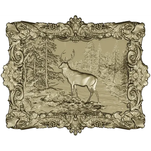 Forest Stag Relief - high-relief STL 3D model for CNC