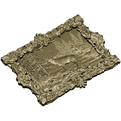 Forest Stag Relief - high-relief STL 3D model for CNC
