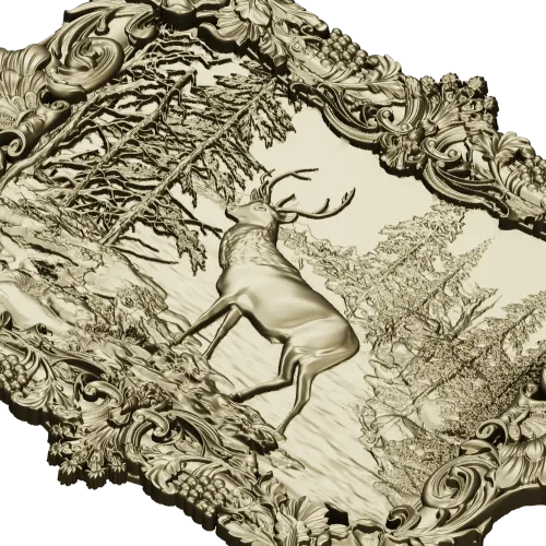 Forest Stag Relief - high-relief STL 3D model for CNC
