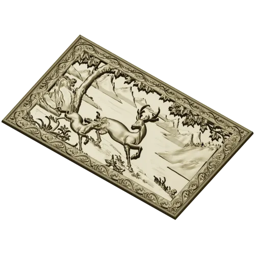 Stag and Fawn Relief Panel STL
