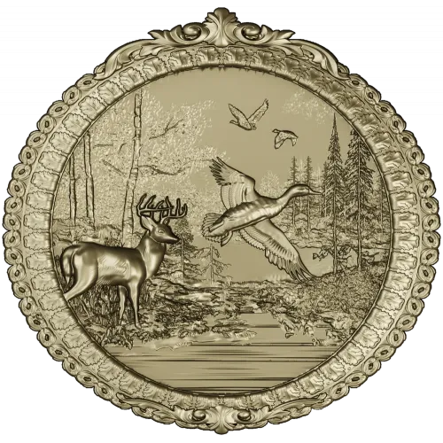 Forest Harmony Medallion - round high-relief STL for CNC