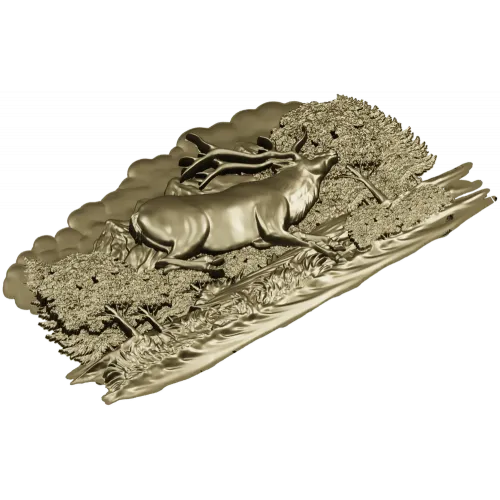 Олень в прыжке - рельефная 3D модель STL для ЧПУ